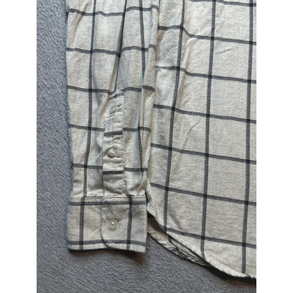 Old Navy Shirt Mens Large Gray Windowpane Plaid Slim Fit Flannel Long Sleeve - Picture 2 of 14
